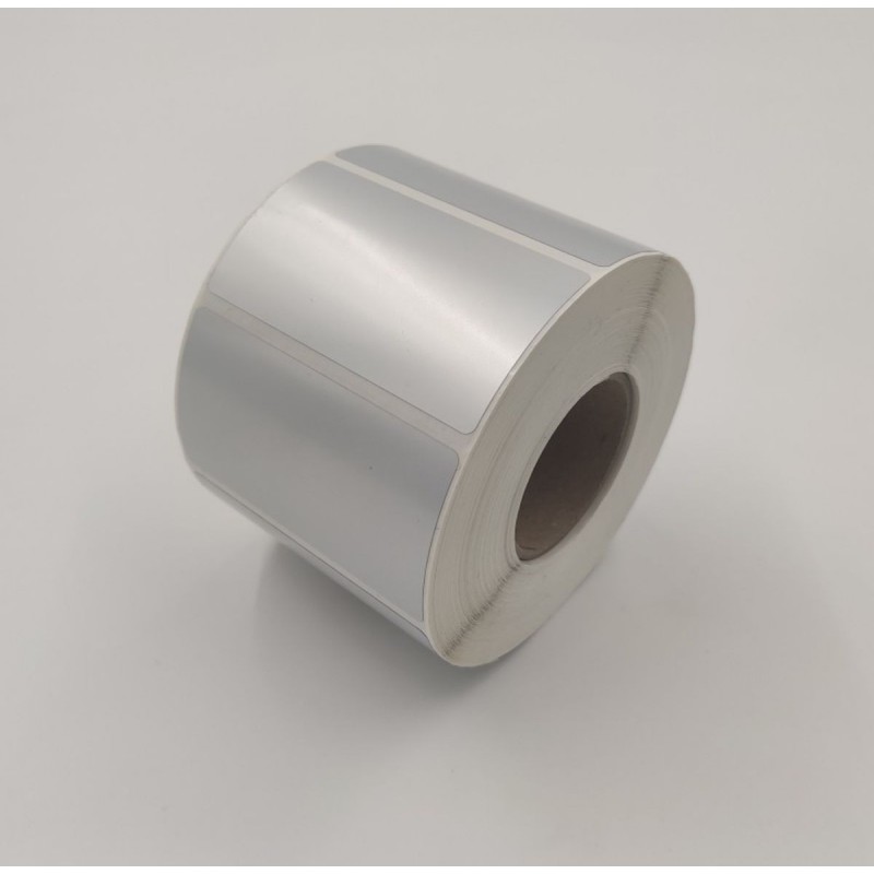 Etykiety foliowe 68x38 mm srebrne  - 1000 szt.